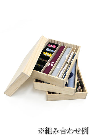小物収納桐箱 日本製 調節可能な仕切り板9枚付き