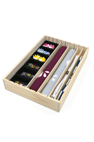 小物収納桐箱 日本製 調節可能な仕切り板9枚付き