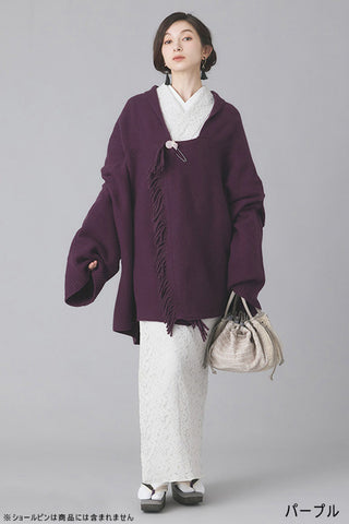 フリンジショールニットカーディガン 4カラー 和洋兼用