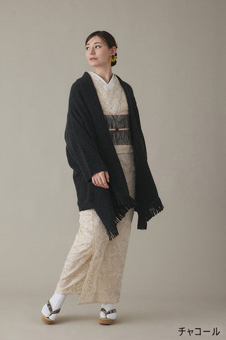 フリンジショールニットカーディガン 4カラー 和洋兼用
