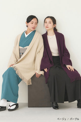 フリンジショールニットカーディガン 4カラー 和洋兼用