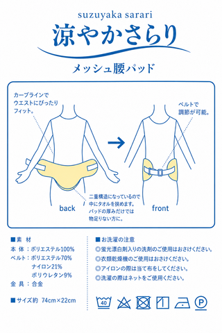 メッシュ腰パッド